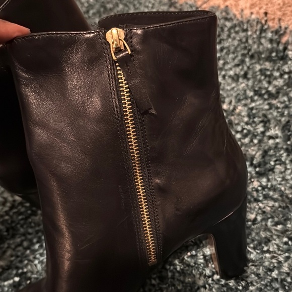 Nine West Black Ankle Booties with Chunky Heel Leather - Picture 5 of 10